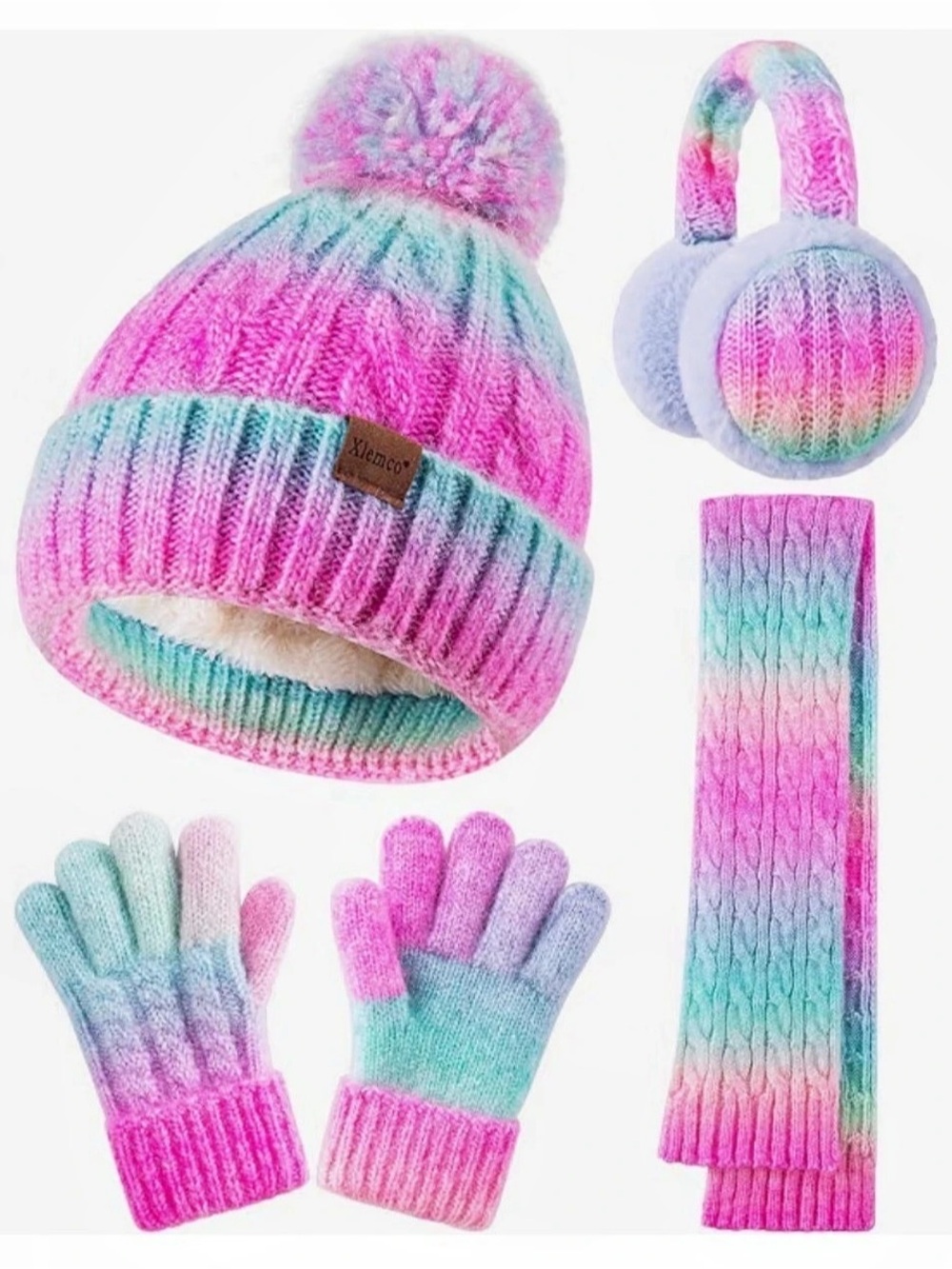 Xiemco Kids Winter Hat Earmuffs Scarf Gloves Set